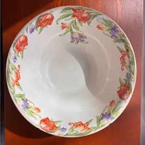 Harker Pottery Hotoven 9” Serving Bowl Tulip Pattern Vintage 1930s RARE
